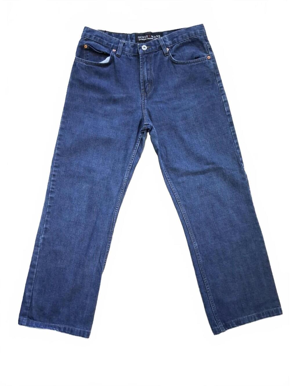 Vintage 90s Guess Men's 30x27 Relaxed Fit Straight Leg Blue Denim Jeans B-12152